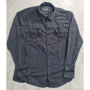 Buckle Black Shirt Mens XL Gray Striped Long Sleeve Button Up Athletic Fit